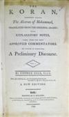 QURAN.  The Koran, commonly called the Alcoran of Mohammed.  2 vols.  1795